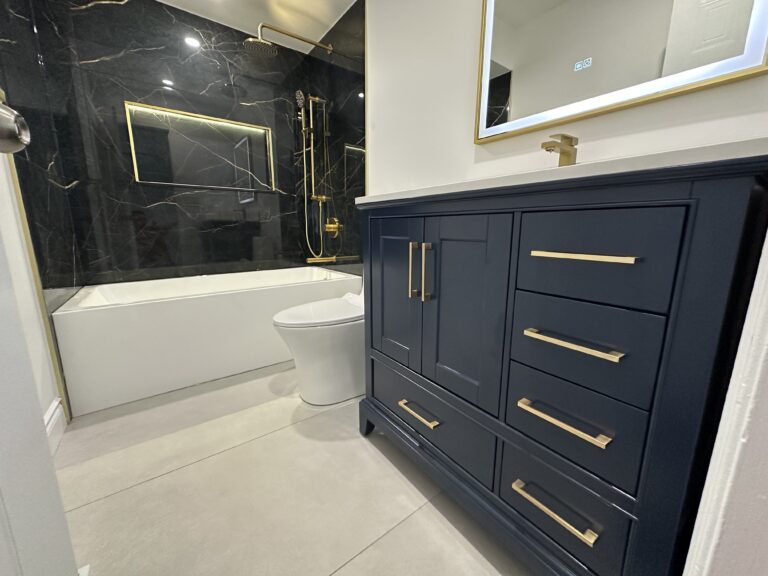 Detailed shower tile installation with clean grout lines